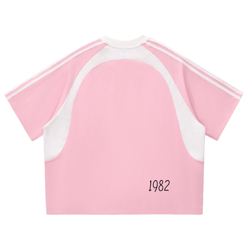 Contrast Stripes Panel Mesh T-shirt