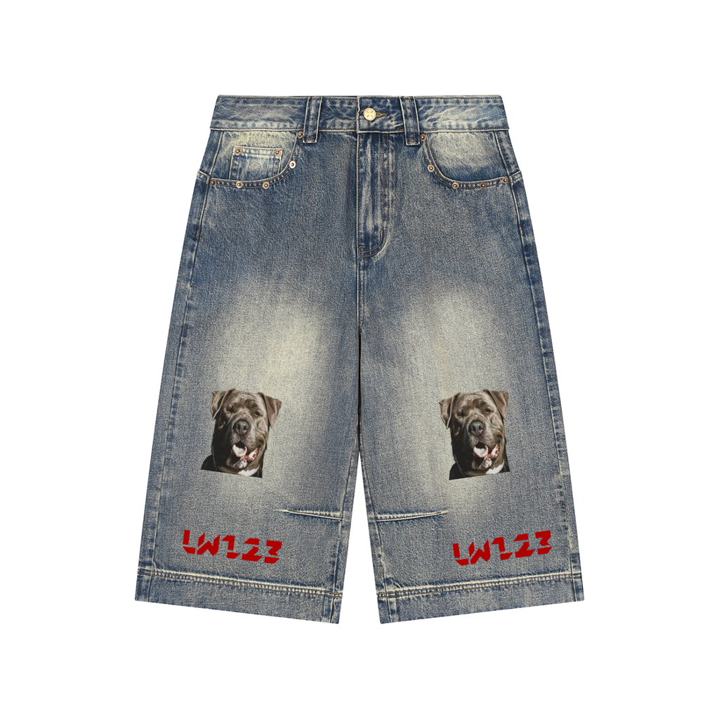 Vintage Wash Baggy Denim Shorts