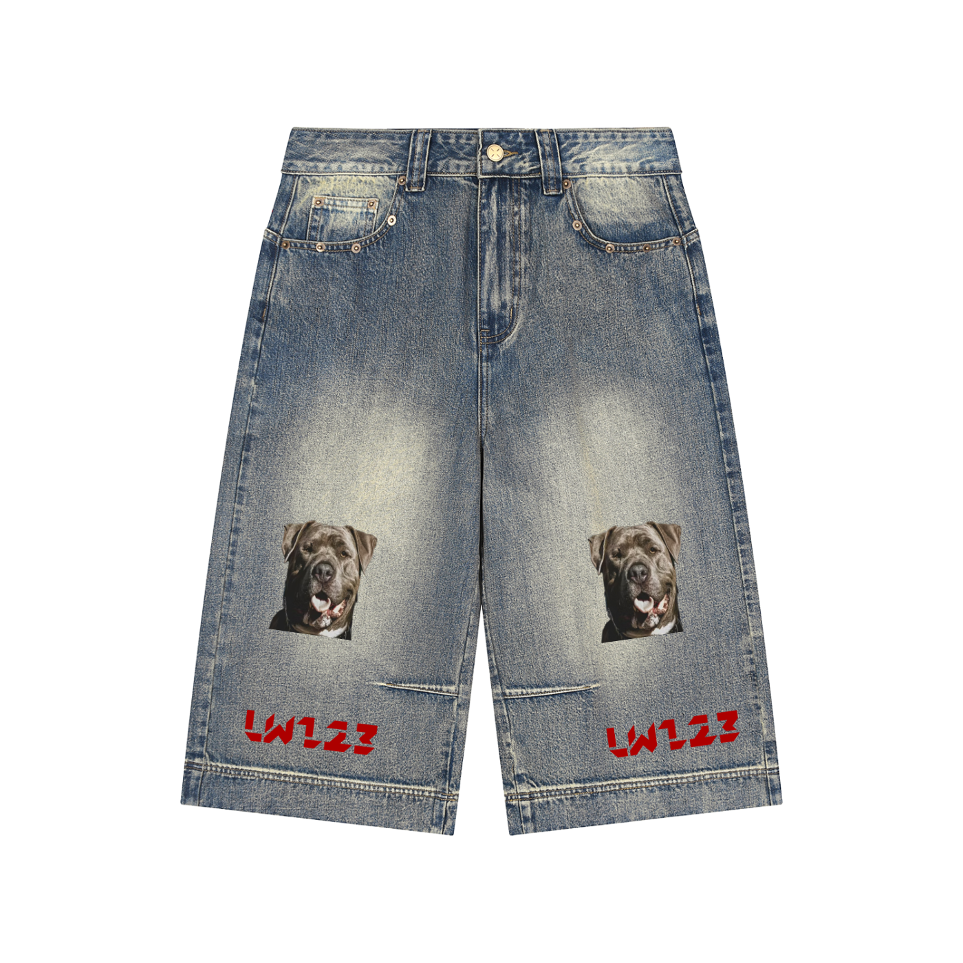 Vintage Wash Baggy Denim Shorts