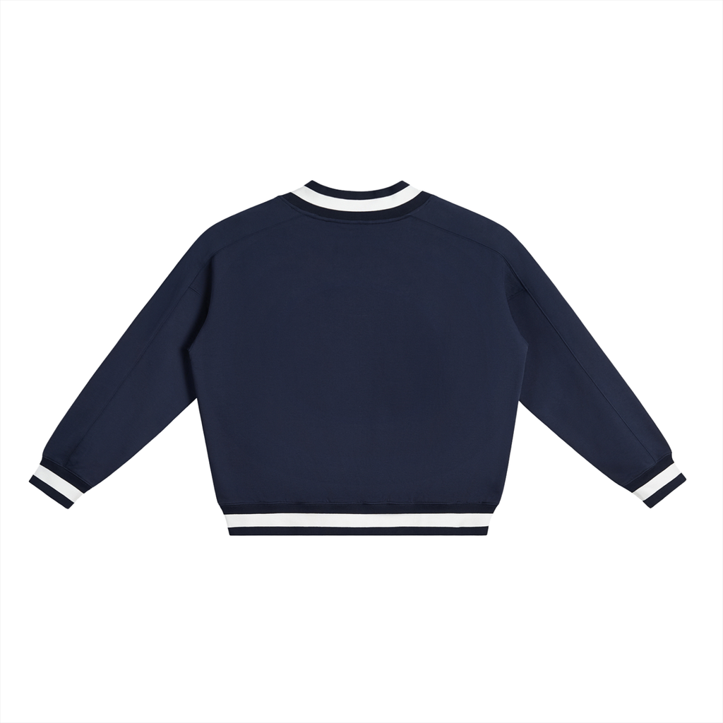 LW 123 V-Neck Contrast Collar Boxy Sweatshirt