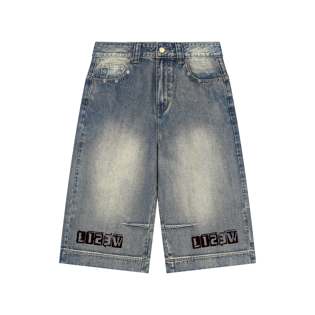 Vintage Wash Baggy Denim Shorts