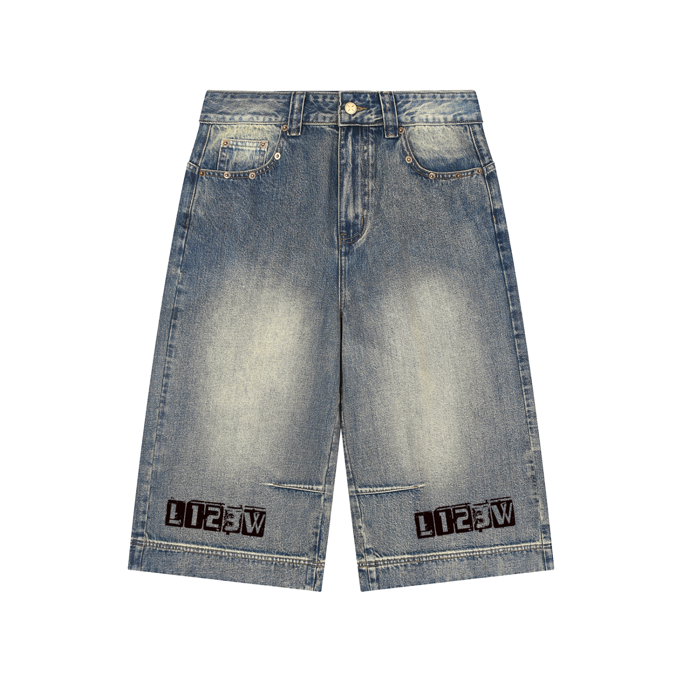 Vintage Wash Baggy Denim Shorts