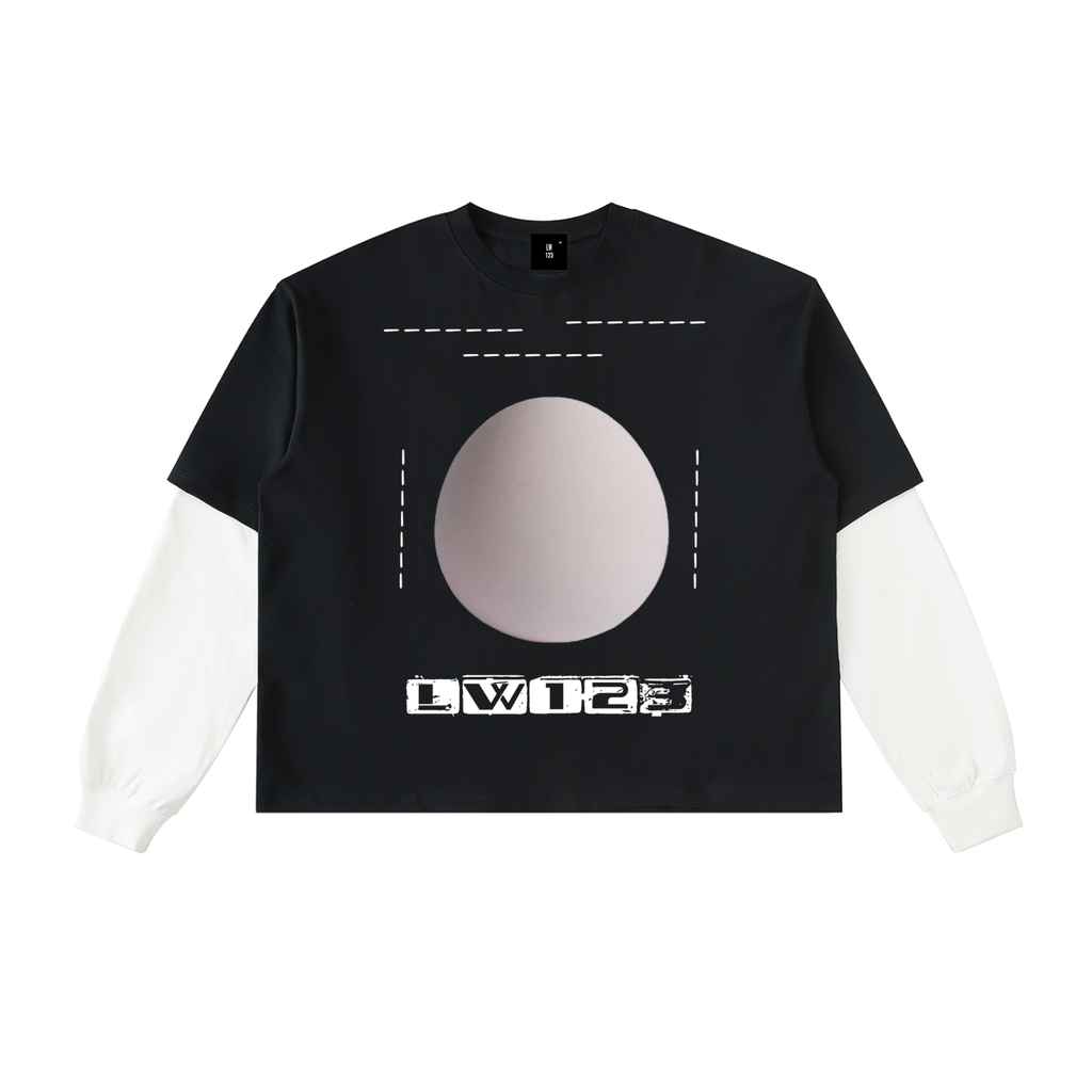 Layered Contrast Sleeve Cotton T-Shirt