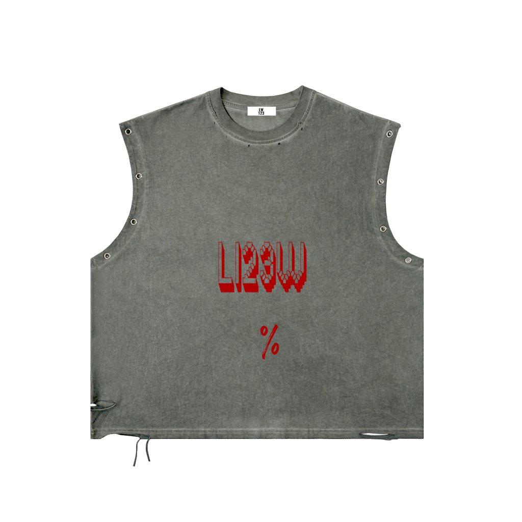 Distressed Grommet Eyelet Tank Top
