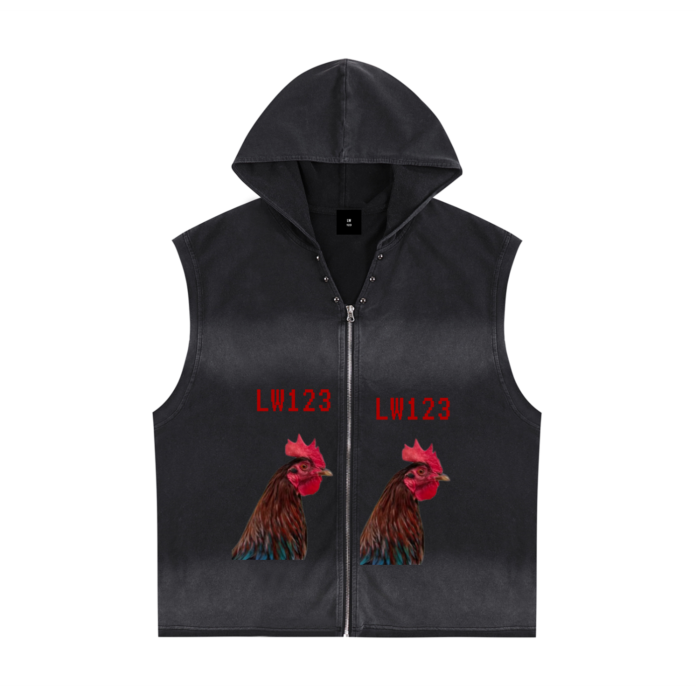 Vintage Washed Zip-Up Hooded Tank Top
