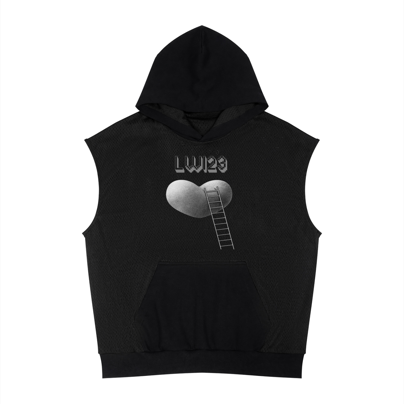 LW 123 Panel Mesh Sleeveless Hoodie