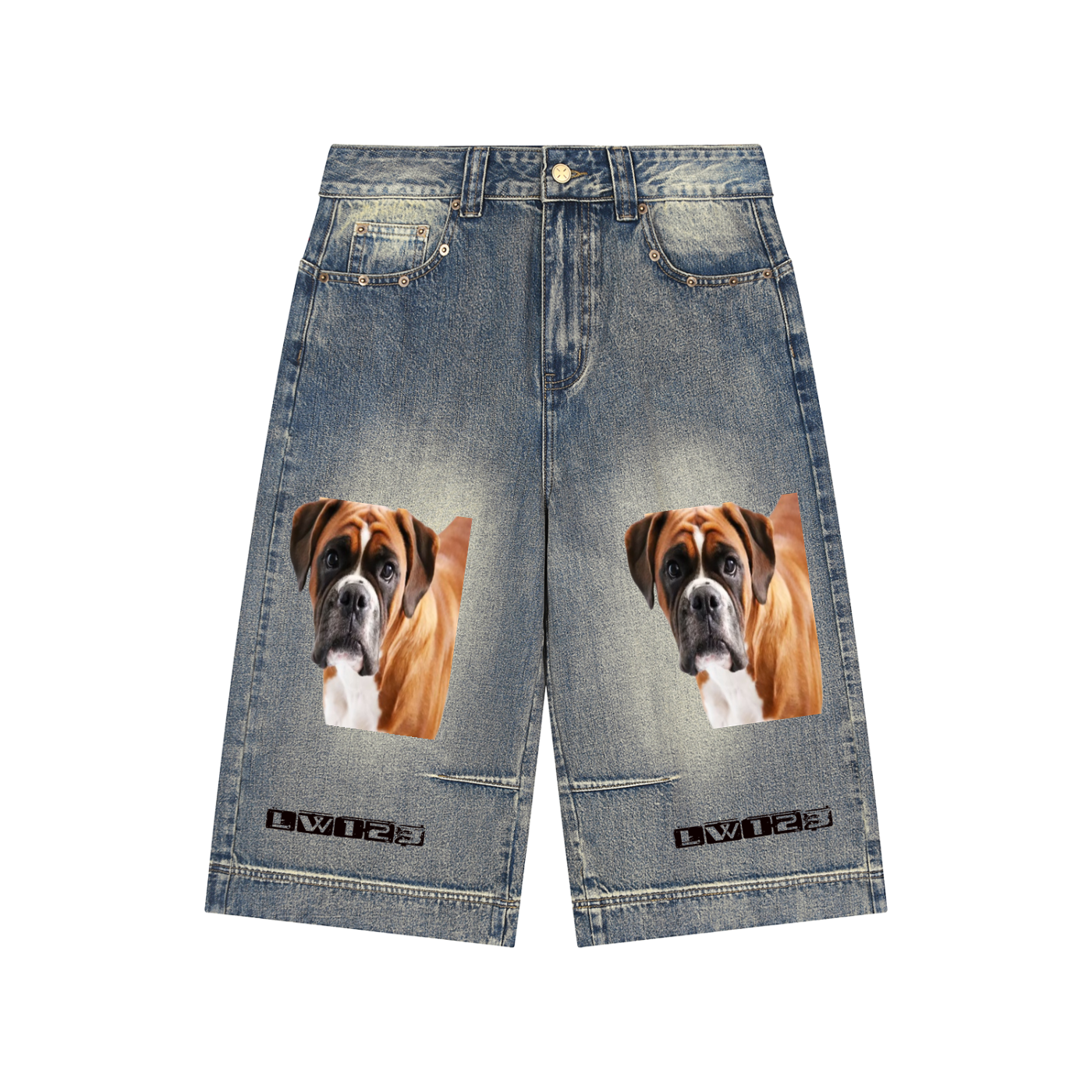 Vintage Wash Baggy Denim Shorts