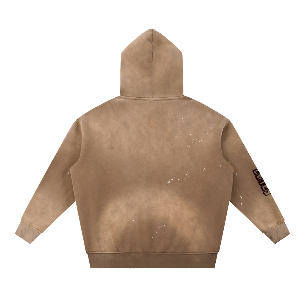Vintage Washed Frayed Fleece Hoodie