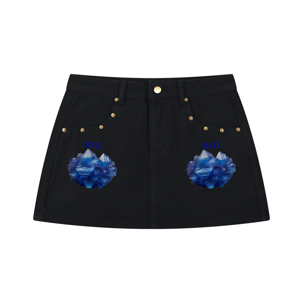 LW 123 Women's Studded Denim Mini Skirt