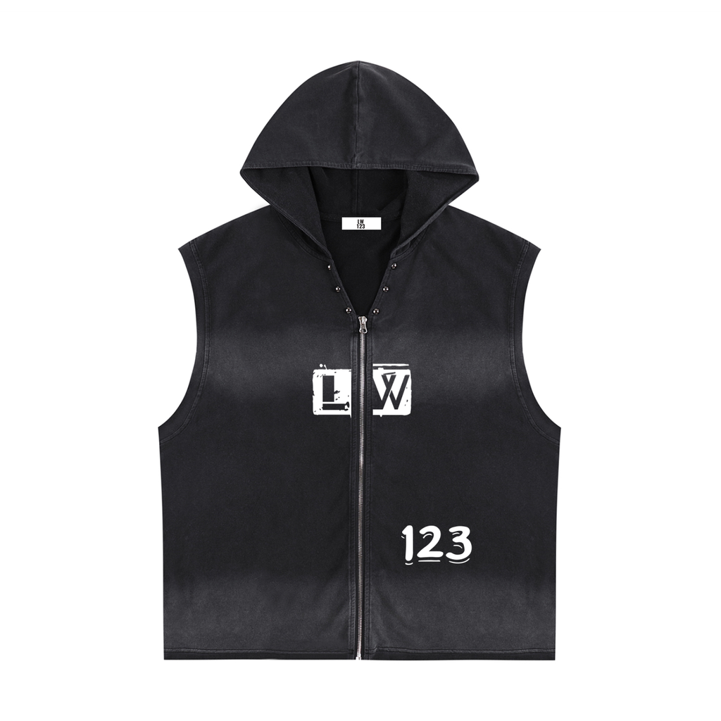Vintage Washed Zip-Up Hooded Tank Top