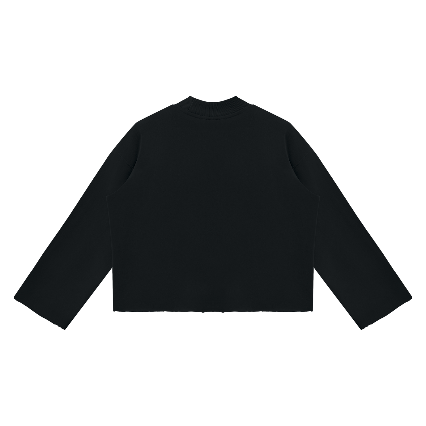 LW 123  Mock Neck Raw Edge Boxy Sweatshirt