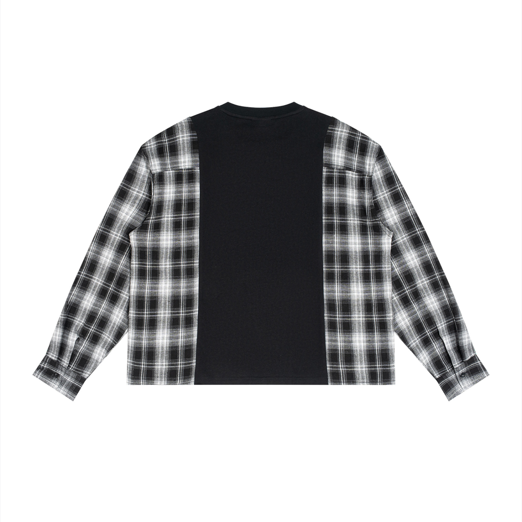 LW 123  Plaid Panel Long Sleeve T-Shirt