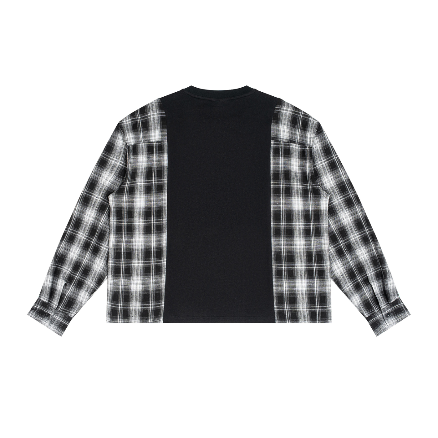 LW 123  Plaid Panel Long Sleeve T-Shirt