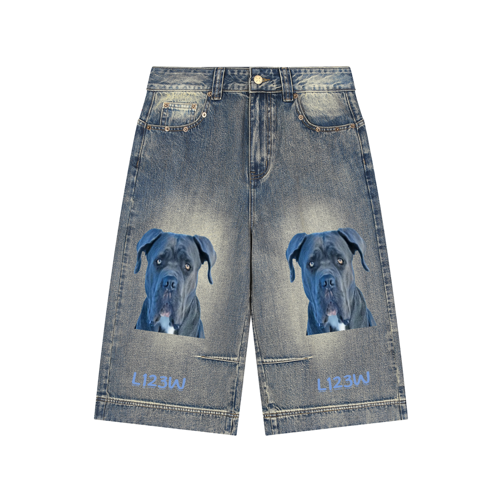 Vintage Wash Baggy Denim Shorts